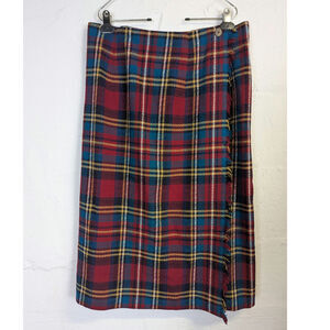 Vtg Charter Club Plaid Midi Skirt Kilt Tartan Wool Preppy Heritage 12 Petite